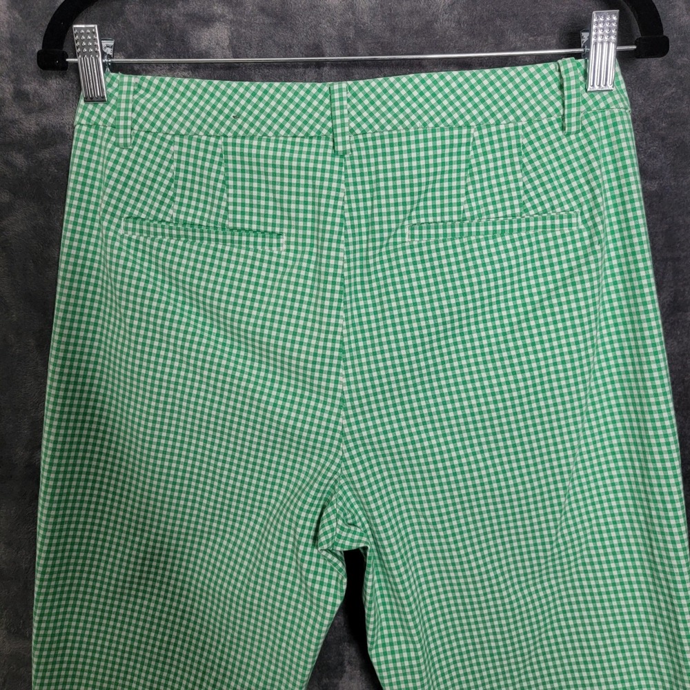 Talbots Skimmer Pants 6 Green Gingham Check Cropped Cotton Coastal Preppy Classy - Picture 4 of 14
